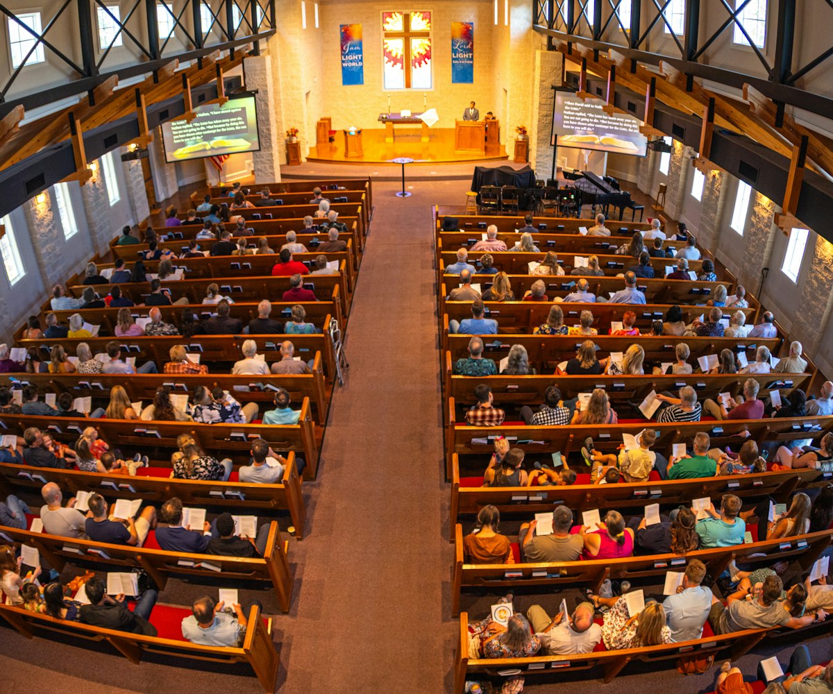 A church congregation during a service